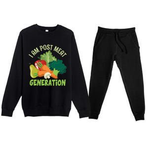 I Am Post Meat Generation Veggie Funny Veganism Gift Premium Crewneck Sweatsuit Set