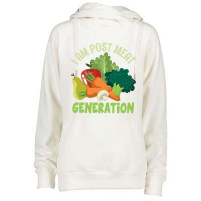 I Am Post Meat Generation Veggie Funny Veganism Gift Womens Funnel Neck Pullover Hood