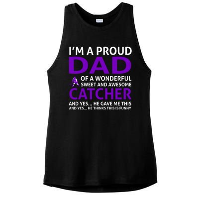 I'm A Proud Dad Of A Wonderful Sweet And Awesome Catcher Ladies PosiCharge Tri-Blend Wicking Tank