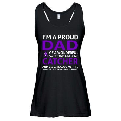 I'm A Proud Dad Of A Wonderful Sweet And Awesome Catcher Ladies Essential Flowy Tank