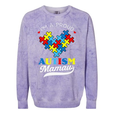 I'm A Proud Mamaw Autism Awareness Heart Autistic Grandchild Colorblast Crewneck Sweatshirt