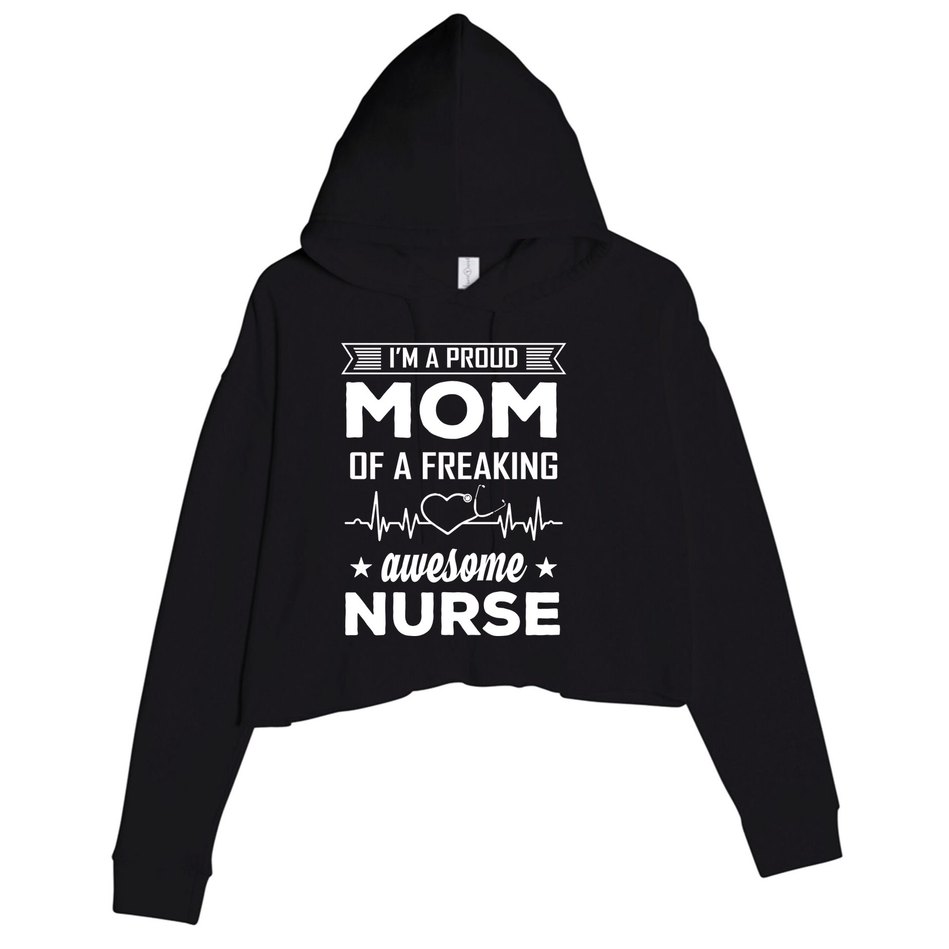 I'm A Proud Mom Of A Freaking Awesome Nurse Crop Fleece Hoodie