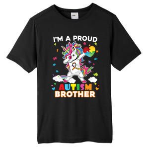 IM A Proud Brother Dabbing Unicorn Autism Awareness Puzzle Gift Tall Fusion ChromaSoft Performance T-Shirt