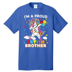 IM A Proud Brother Dabbing Unicorn Autism Awareness Puzzle Gift Tall T-Shirt