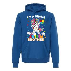 IM A Proud Brother Dabbing Unicorn Autism Awareness Puzzle Gift Premium Hoodie