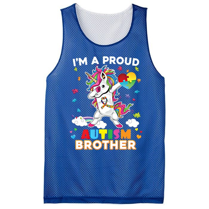 IM A Proud Brother Dabbing Unicorn Autism Awareness Puzzle Gift Mesh Reversible Basketball Jersey Tank