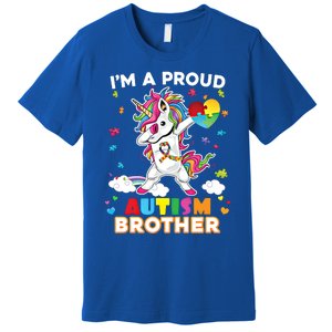 IM A Proud Brother Dabbing Unicorn Autism Awareness Puzzle Gift Premium T-Shirt