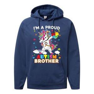 IM A Proud Brother Dabbing Unicorn Autism Awareness Puzzle Gift Performance Fleece Hoodie