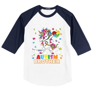 IM A Proud Brother Dabbing Unicorn Autism Awareness Puzzle Gift Baseball Sleeve Shirt