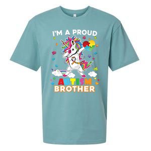 IM A Proud Brother Dabbing Unicorn Autism Awareness Puzzle Gift Sueded Cloud Jersey T-Shirt