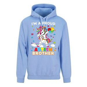 IM A Proud Brother Dabbing Unicorn Autism Awareness Puzzle Gift Unisex Surf Hoodie