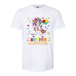 IM A Proud Brother Dabbing Unicorn Autism Awareness Puzzle Gift Softstyle CVC T-Shirt