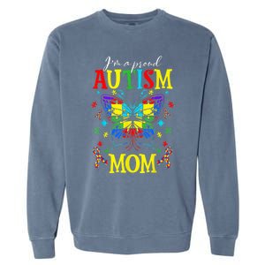 I'm A Proud Autism Mom Autism Awareness Butterfly For Wo Garment-Dyed Sweatshirt