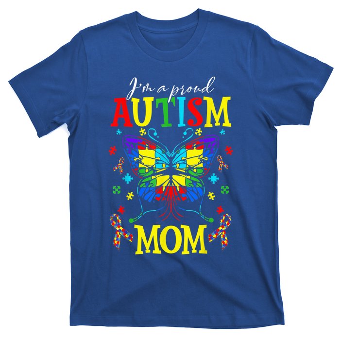 I'm A Proud Autism Mom Autism Awareness Butterfly For Wo T-Shirt