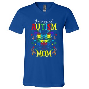 I'm A Proud Autism Mom Autism Awareness Butterfly For Wo V-Neck T-Shirt