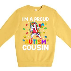 IM A Proud Cousin Autism Awareness Dabbing Unicorn Cute Gift Premium Crewneck Sweatshirt