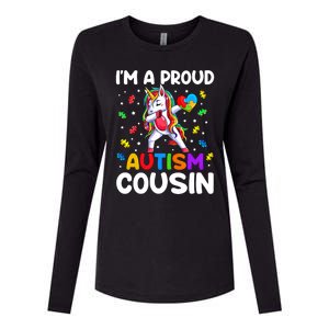 IM A Proud Cousin Autism Awareness Dabbing Unicorn Cute Gift Womens Cotton Relaxed Long Sleeve T-Shirt