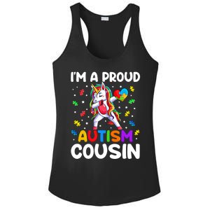 IM A Proud Cousin Autism Awareness Dabbing Unicorn Cute Gift Ladies PosiCharge Competitor Racerback Tank