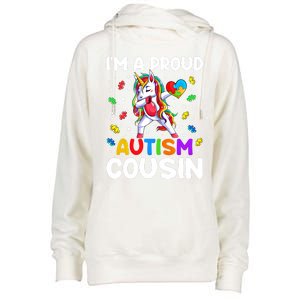 IM A Proud Cousin Autism Awareness Dabbing Unicorn Cute Gift Womens Funnel Neck Pullover Hood