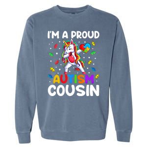 IM A Proud Cousin Autism Awareness Dabbing Unicorn Cute Gift Garment-Dyed Sweatshirt