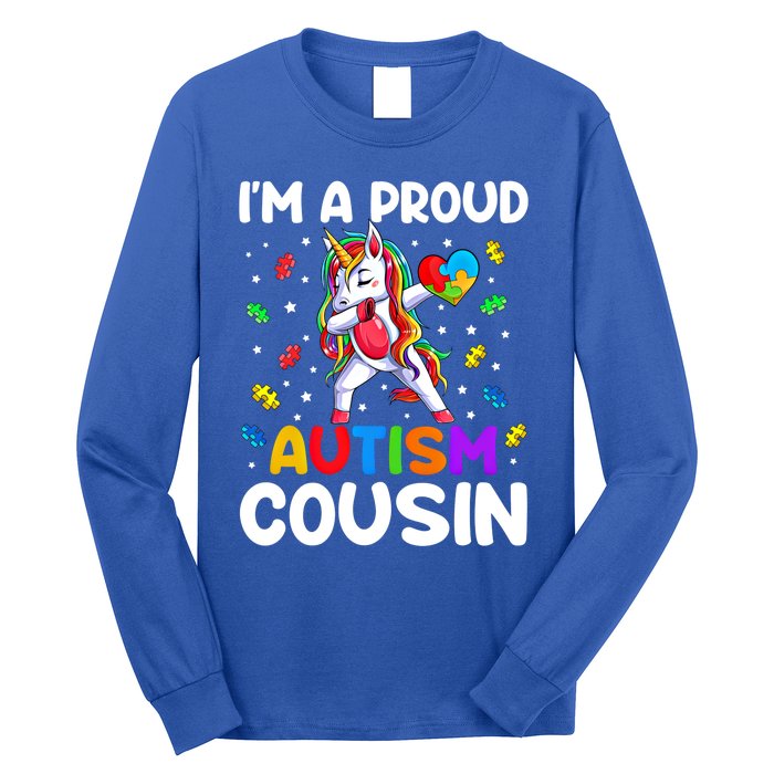 IM A Proud Cousin Autism Awareness Dabbing Unicorn Cute Gift Long Sleeve Shirt