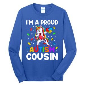 IM A Proud Cousin Autism Awareness Dabbing Unicorn Cute Gift Tall Long Sleeve T-Shirt