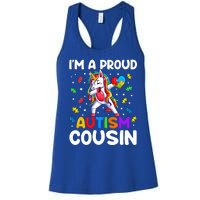 IM A Proud Cousin Autism Awareness Dabbing Unicorn Cute Gift Women's Racerback Tank