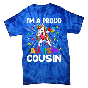 IM A Proud Cousin Autism Awareness Dabbing Unicorn Cute Gift Tie-Dye T-Shirt