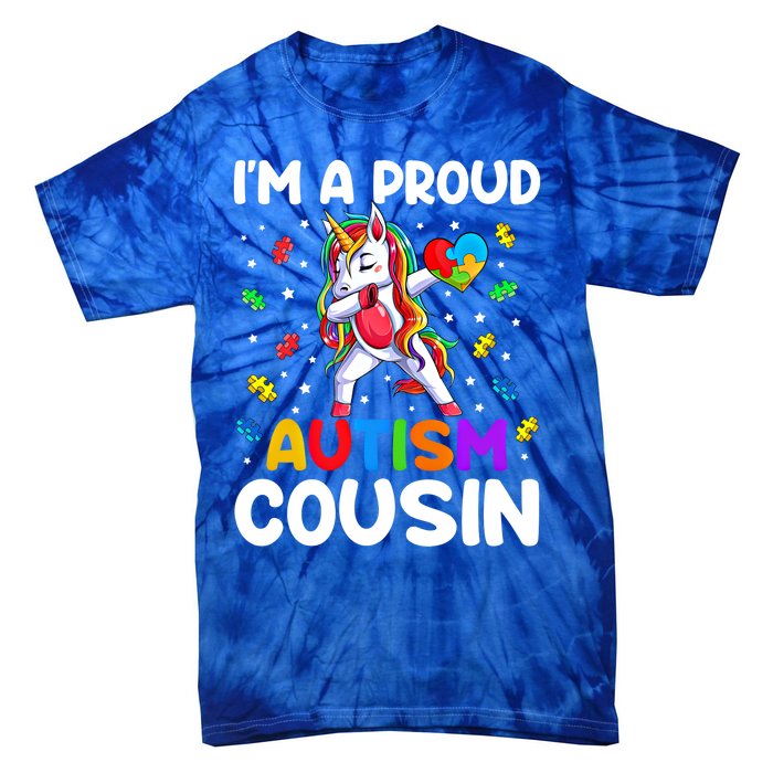 IM A Proud Cousin Autism Awareness Dabbing Unicorn Cute Gift Tie-Dye T-Shirt