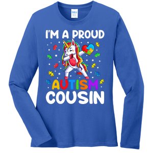 IM A Proud Cousin Autism Awareness Dabbing Unicorn Cute Gift Ladies Long Sleeve Shirt