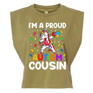 IM A Proud Cousin Autism Awareness Dabbing Unicorn Cute Gift Garment-Dyed Women's Muscle Tee