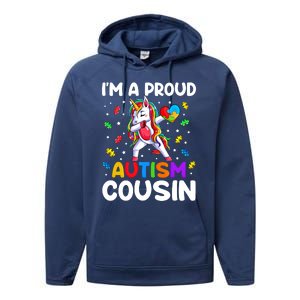 IM A Proud Cousin Autism Awareness Dabbing Unicorn Cute Gift Performance Fleece Hoodie