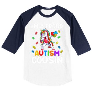 IM A Proud Cousin Autism Awareness Dabbing Unicorn Cute Gift Baseball Sleeve Shirt