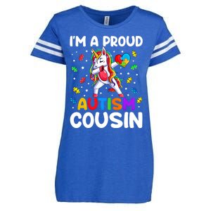 IM A Proud Cousin Autism Awareness Dabbing Unicorn Cute Gift Enza Ladies Jersey Football T-Shirt