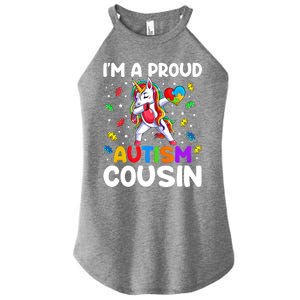 IM A Proud Cousin Autism Awareness Dabbing Unicorn Cute Gift Women's Perfect Tri Rocker Tank