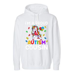 IM A Proud Cousin Autism Awareness Dabbing Unicorn Cute Gift Garment-Dyed Fleece Hoodie