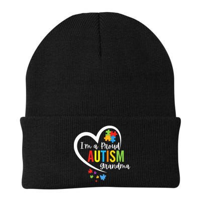 I'm A Proud Grandma Love Heart Autism Awareness Puzzle Beanie
