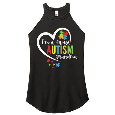 I'm A Proud Grandma Love Heart Autism Awareness Puzzle Women's Perfect Tri Rocker Tank