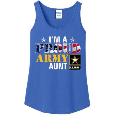 Im A Proud Army Aunt American Flag Military Gift Veteran Gift Ladies Essential Tank