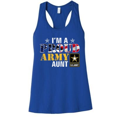 Im A Proud Army Aunt American Flag Military Gift Veteran Gift Women's Racerback Tank