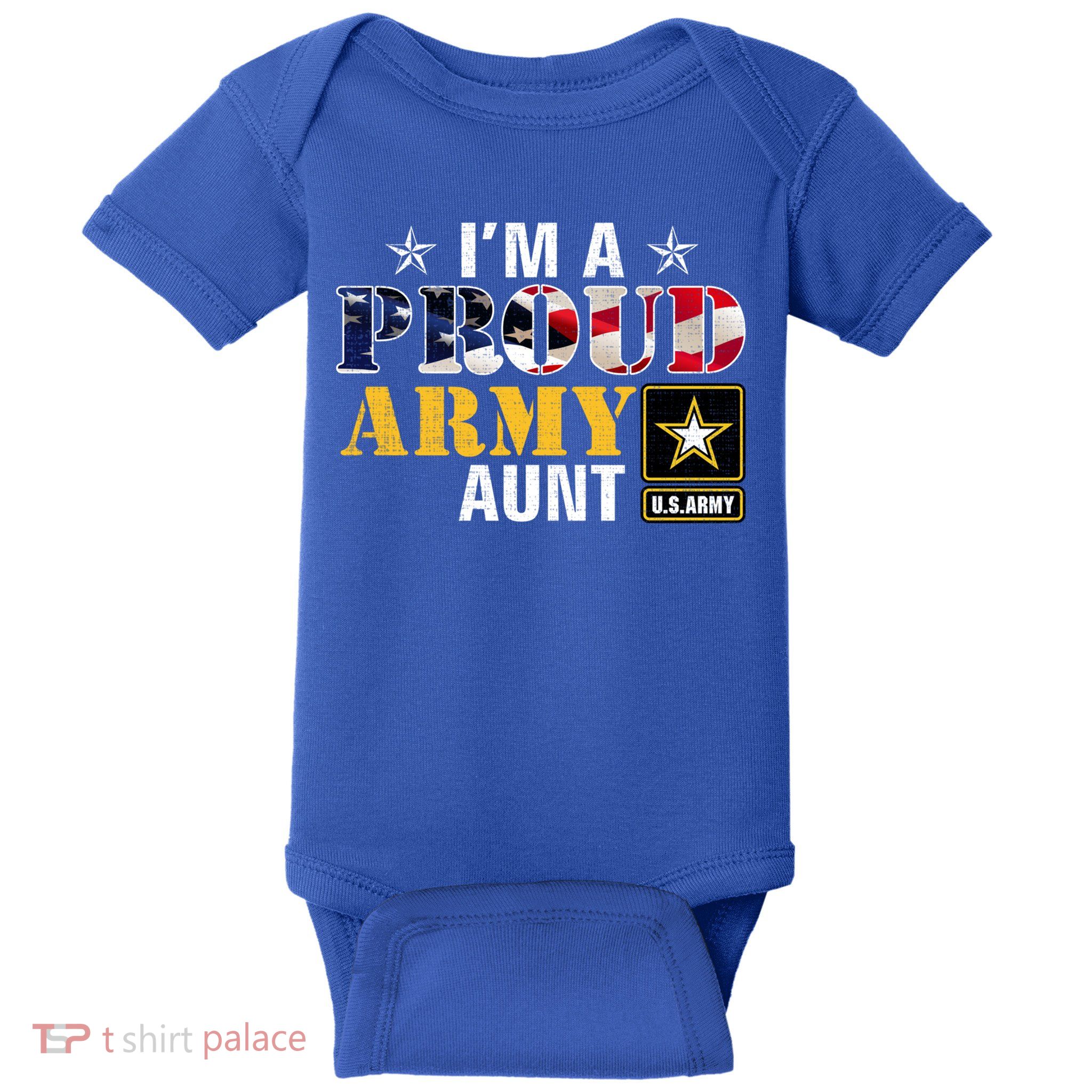 Im A Proud Army Aunt American Flag Military Gift Veteran Gift Baby Bodysuit