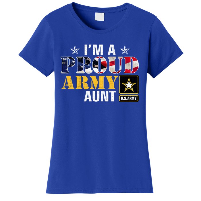 Im A Proud Army Aunt American Flag Military Gift Veteran Gift Women's T-Shirt