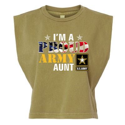 Im A Proud Army Aunt American Flag Military Gift Veteran Gift Garment-Dyed Women's Muscle Tee