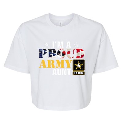 Im A Proud Army Aunt American Flag Military Gift Veteran Gift Bella+Canvas Jersey Crop Tee