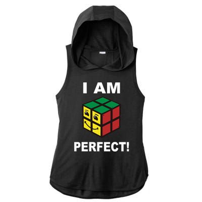 I Am Perfect Funny Retro Cube Meme Ladies PosiCharge Tri-Blend Wicking Draft Hoodie Tank