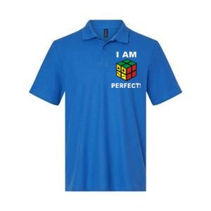 I Am Perfect Funny Retro Cube Meme Softstyle Adult Sport Polo