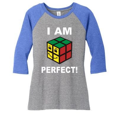 I Am Perfect Funny Retro Cube Meme Women's Tri-Blend 3/4-Sleeve Raglan Shirt