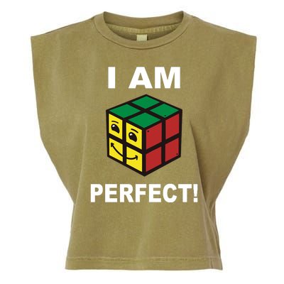 I Am Perfect Funny Retro Cube Meme Garment-Dyed Women's Muscle Tee