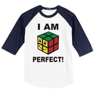 I Am Perfect Funny Retro Cube Meme Baseball Sleeve Shirt