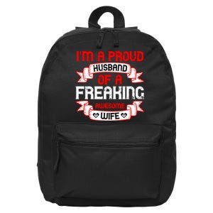 I'm A Proud Of A Freaking Awesome Wife Funny Couple Gift 16 in Basic Backpack